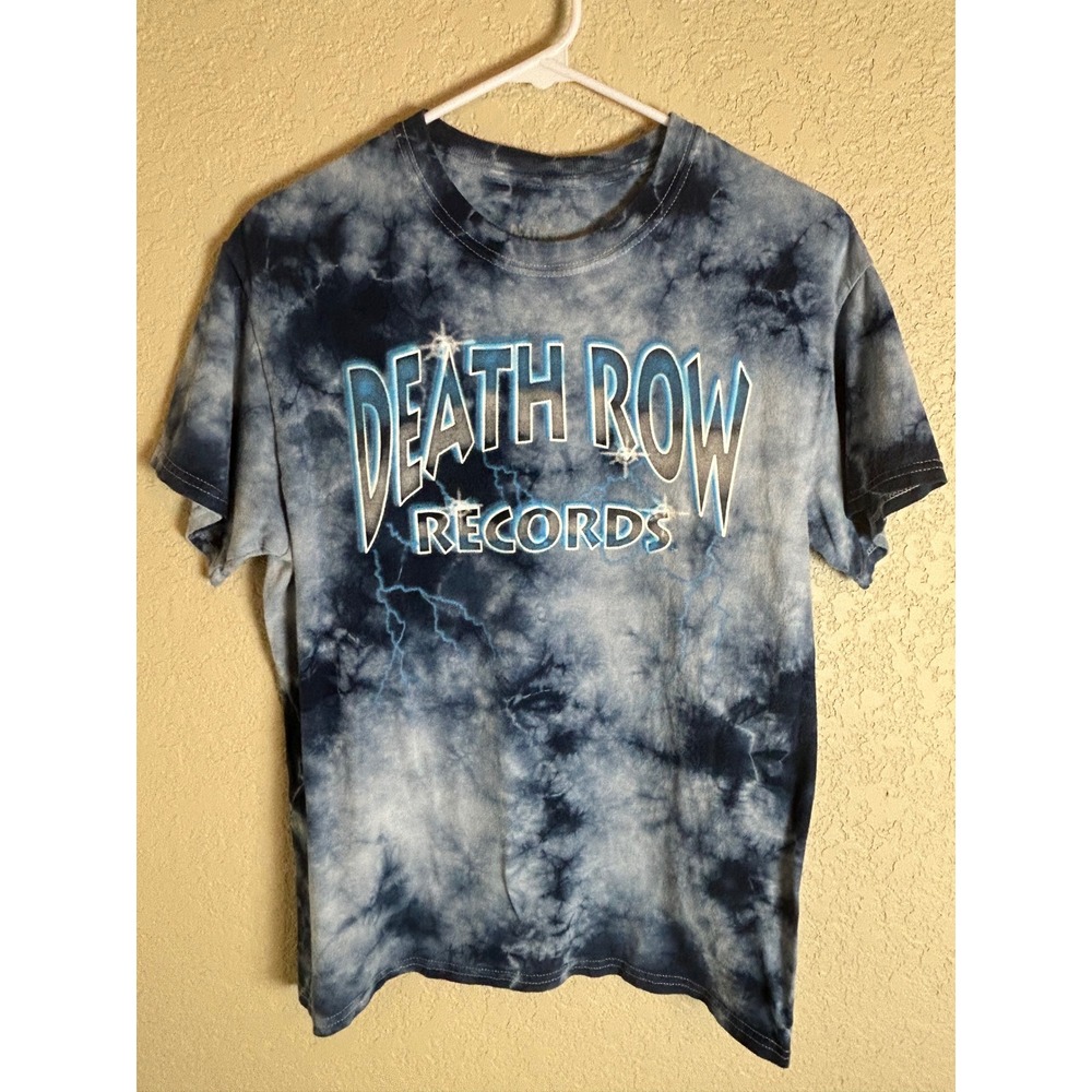 Death Row Records T-Shirt Mens Small Blue Tie Dye Graphic Short Sleeve